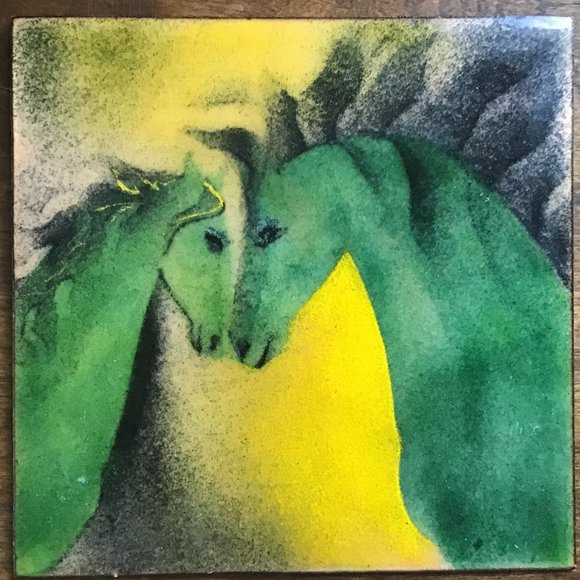 Handmade Enamel on Copper Decorative Art Tile - Picture 2 of 5